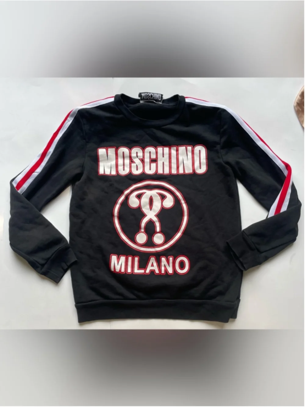Moschino Milano Black Logo Crewneck Sweater unisex small